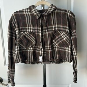 RSQ Cropped Plaid Flannel